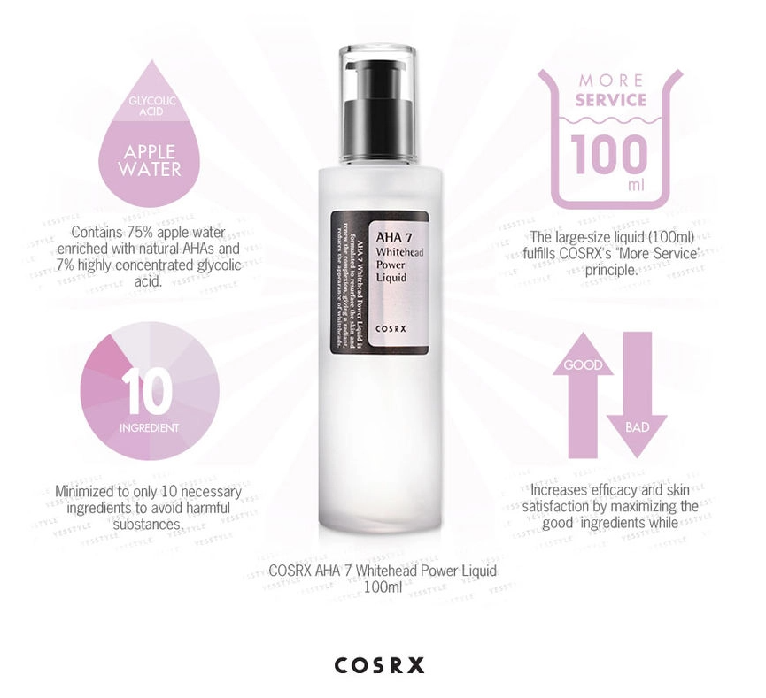 Cosrx - AHA 7 Whitehead Power Liquid - Exfoliating Liquid with Natural AHA Acid - 100ml