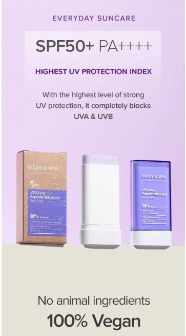 Mary&amp;May - Vegan Peptide Bakuchiol Sun Stick SPF50+ PA++++ - 18g - SKIN CARE